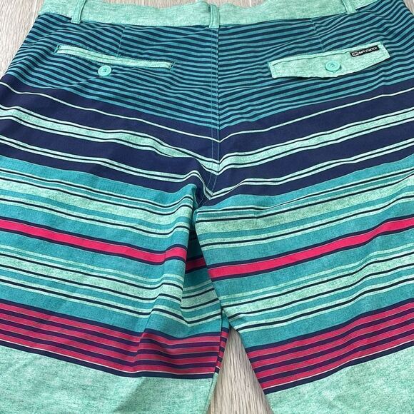 Ocean Pacific FLEX 4-way Stretch Pin Striped Board Shorts Blue Green 40 - Picture 8 of 10
